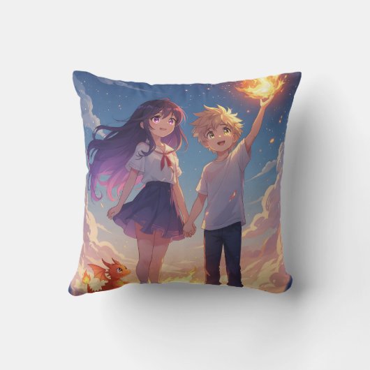 Fire Legend Kinder kussen - broers en zussen met m (Achterkant)