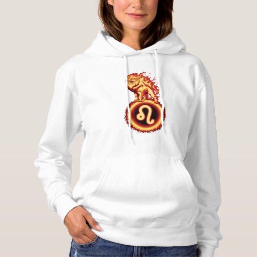 Fire Lion Symbool - Leo Zodiac Sign Hoodie (Voorkant)