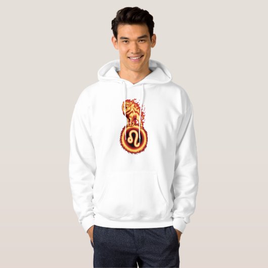 Fire Lion Symbool - Leo Zodiac Sign Hoodie (Voorkant volledig)