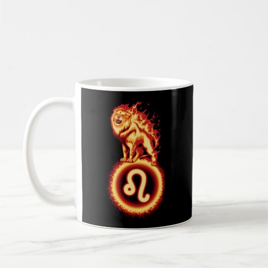 Fire Lion Symbool - Leo Zodiac Sign Koffiemok (Links)