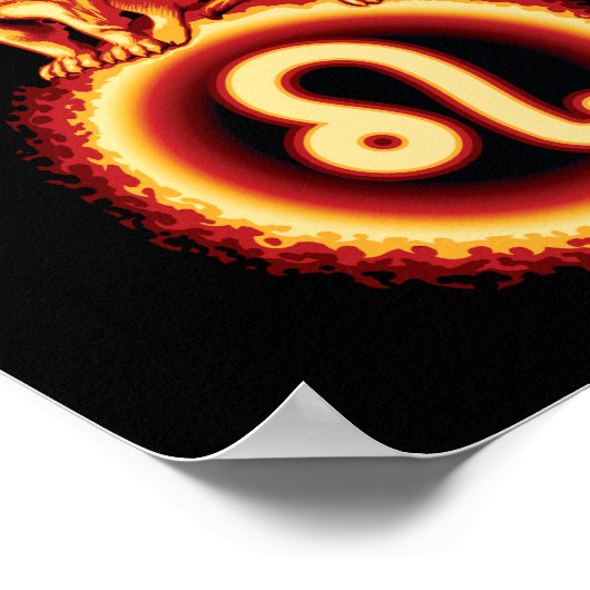 Fire Lion Symbool - Leo Zodiac Sign Poster (Hoek)