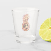 Fire Lion Symbool - Leo Zodiac Sign Shot Glas (Achterkant)