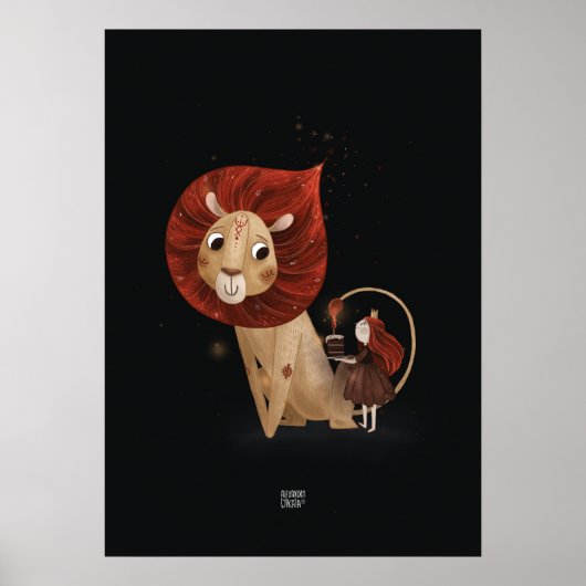 FIRE LION van Alexandra Dikaia Poster (Voorkant)