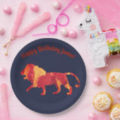 Fire Lion, Verjaardag Custom Paper Borden Papieren Bordje (Feest)