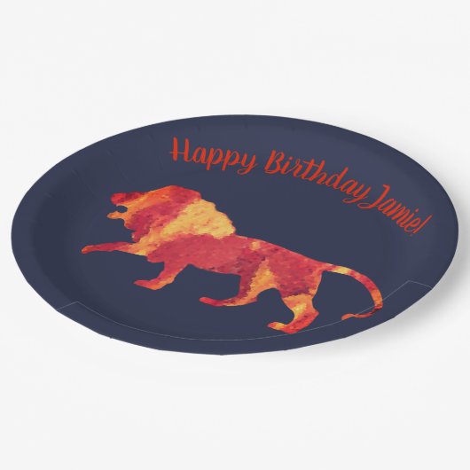 Fire Lion, Verjaardag Custom Paper Borden Papieren Bordje (Gekanteld)