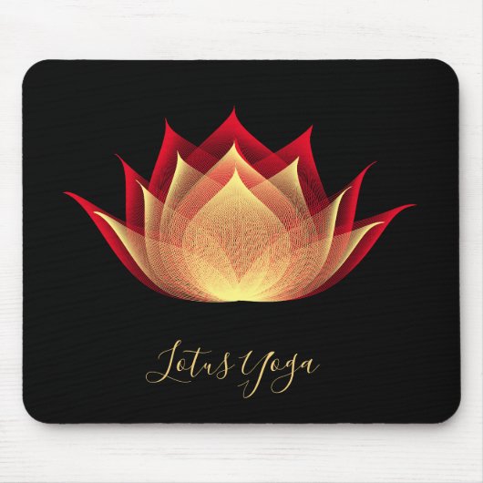 Fire Lotus Black Red Yellow Flower Sjabloon Yoga Muismat (Voorkant)