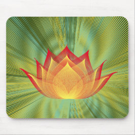 Fire Lotus Black Red Yellow Green Floral Sjabloon Muismat