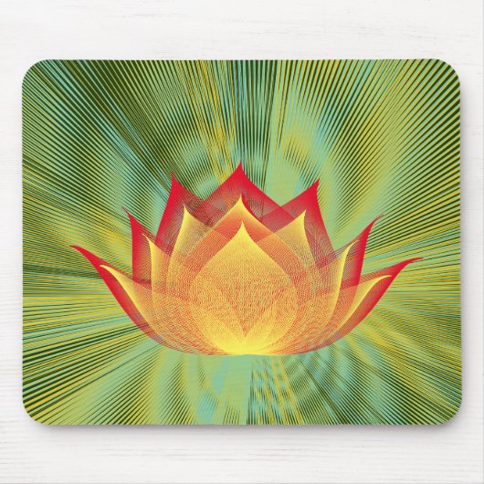 Fire Lotus Black Red Yellow Green Floral Sjabloon Muismat (Voorkant)