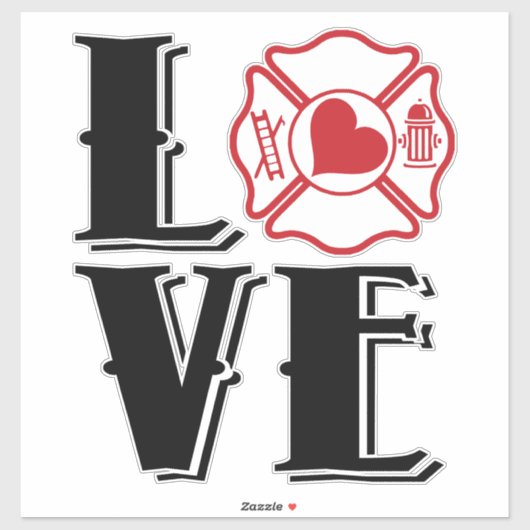 Fire Love [1 zwart/rood] Sticker (Vel)