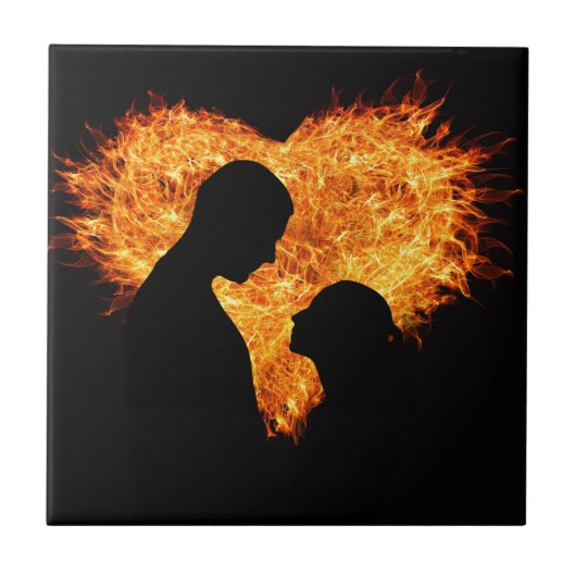 Fire Love Heart Tegeltje (Voorkant)