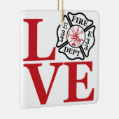 FIRE LOVE met Maltees kruis en stationsnummer Keramisch Ornament (Rechts)