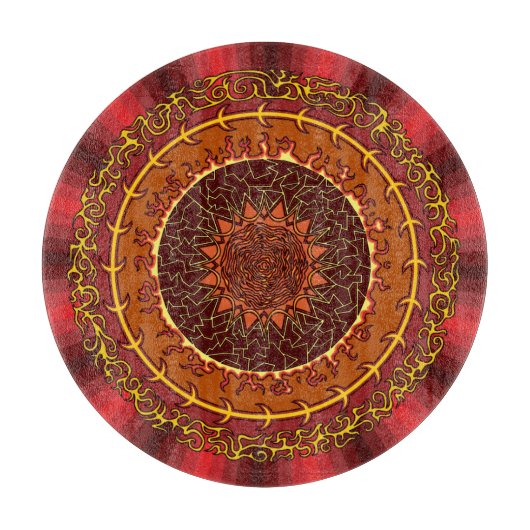 Fire Mandala Glass Cutting Board Snijplank (Voorkant)