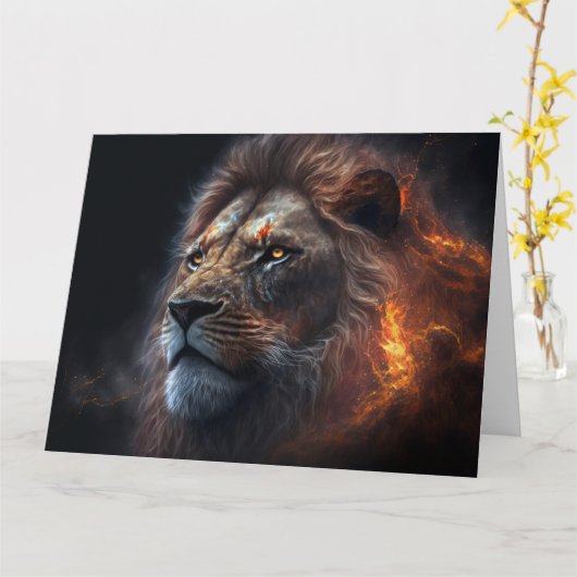Fire Mane Lion Kaart (Gele Bloem)