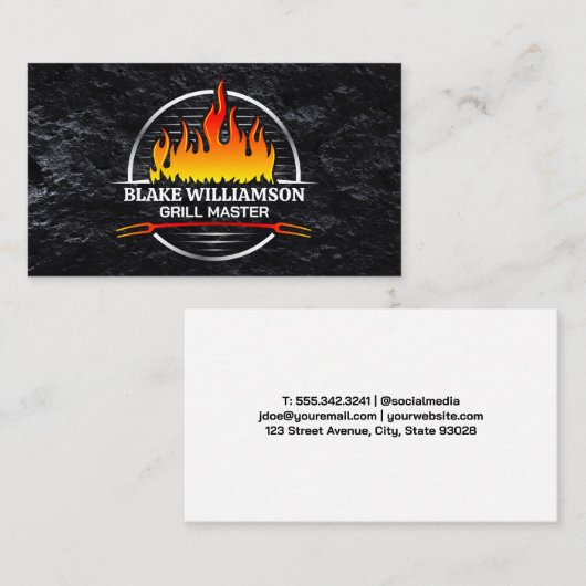 Fire Metallic Grill Pit Logo Visitekaartje (Voorkant / Achterkant)