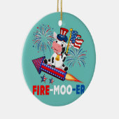 Fire Moo Er Koe Riding Firecracker Amerikaanse vla Keramisch Ornament (Rechts)