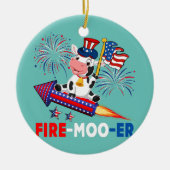 Fire Moo Er Koe Riding Firecracker Amerikaanse vla Keramisch Ornament (Voorkant)