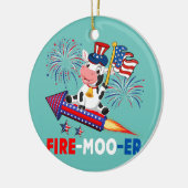 Fire Moo Er Koe Riding Firecracker Amerikaanse vla Keramisch Ornament (Links)