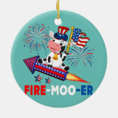 Fire Moo Er Koe Riding Firecracker Amerikaanse vla Keramisch Ornament (Achterkant)