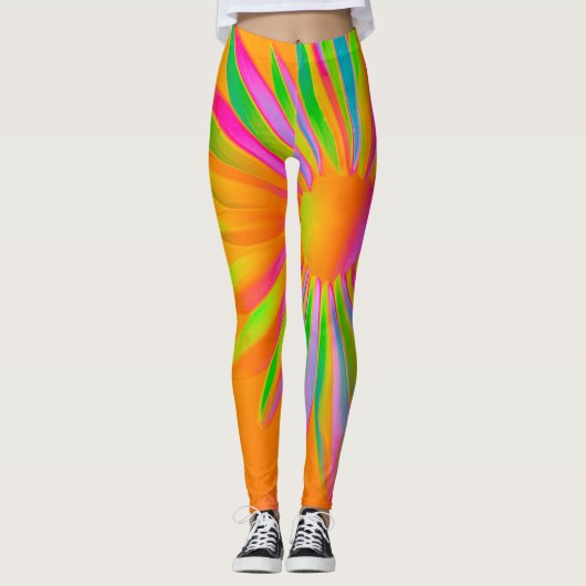 FIRE MULTI COLOR FANTASY BLOEMENONTWERP LEGGINGS (Voorkant)