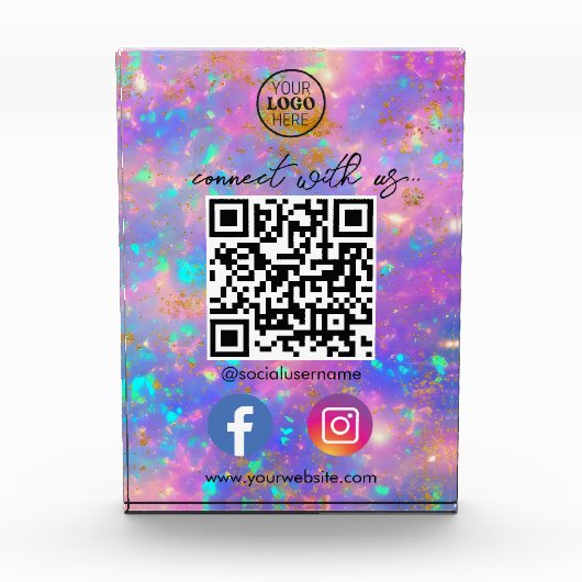 Fire Opal Connect met US QR Code Social Media Fotoblokken (Voorkant)
