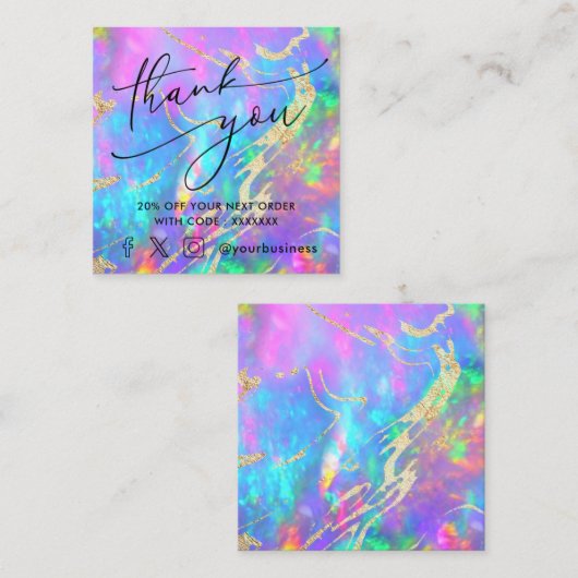 Fire Opal Dank u Kortingskaart Vierkante Visitekaartje (Voorkant / Achterkant)