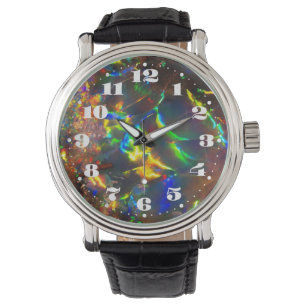 Fire Opal Gemstone met cijfers Horloge