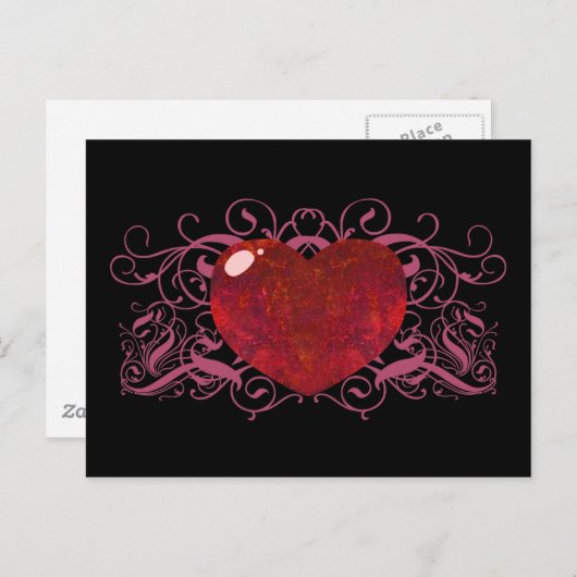 Fire Opal Heart Briefkaart (Voorkant / Achterkant)