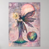 Fire Opal Moon Fairy Fantasy Art van Molly Harriso Poster (Voorkant)