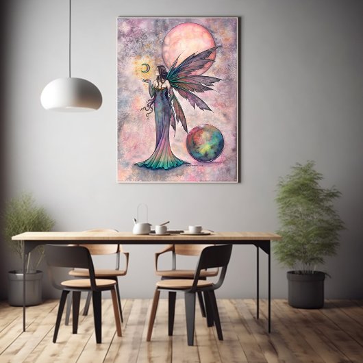 Fire Opal Moon Fairy Fantasy Art van Molly Harriso Poster