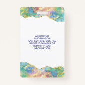 Fire Opal Rainbow Gemstone Business ID Badge (Achterkant)