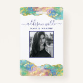 Fire Opal Rainbow Gemstone Business ID Badge (Voorkant)