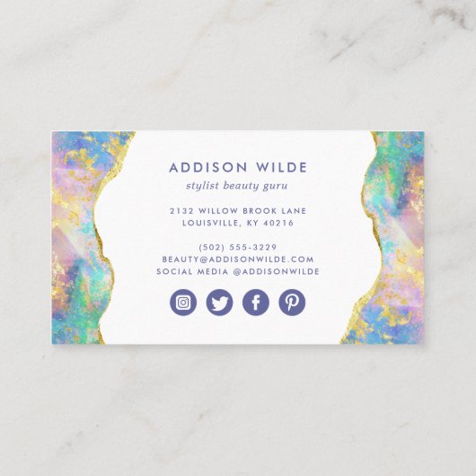 Fire Opal Rainbow Gemstone Business Loyalty Kaart (Achterkant)