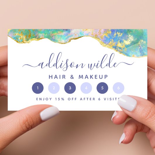 Fire Opal Rainbow Gemstone Business Loyalty Kaart