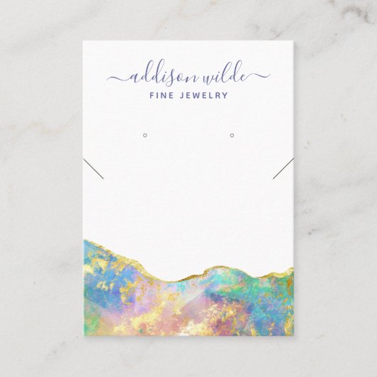 Fire Opal Rainbow Gemstone Ketting Display Kaart Visitekaartje (Voorkant)