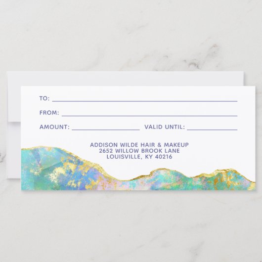 Fire Opal Rainbow Gemstone Modern Gift Certificate (Achterkant)