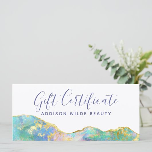 Fire Opal Rainbow Gemstone Modern Gift Certificate (Staand voorkant)