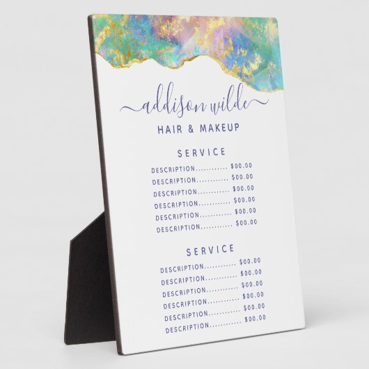 Fire Opal Rainbow Gemstone Price Menu Plaque Fotoplaat (Zijkant)