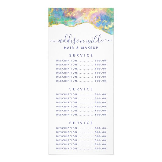 Fire Opal Regenboog Edelsteen Zakelijk Menu (Achterkant)