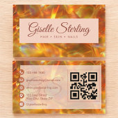 Fire Opal Stone Elegant Modern Amber QR Code Visitekaartje