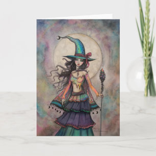Fire Opal Witch Halloween Fantasy Art Wiccan Kaart