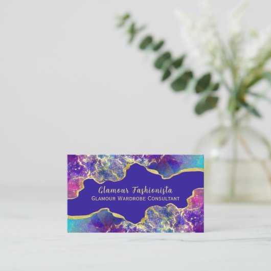 Fire Opals en Gold Glitzy Visitekaartje (Staand voorkant)