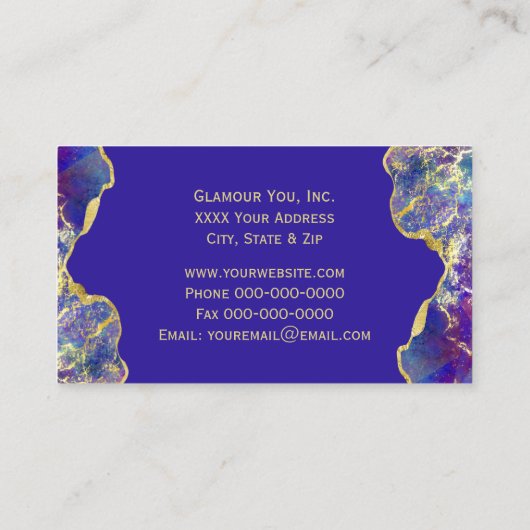 Fire Opals en Gold Glitzy Visitekaartje (Achterkant)