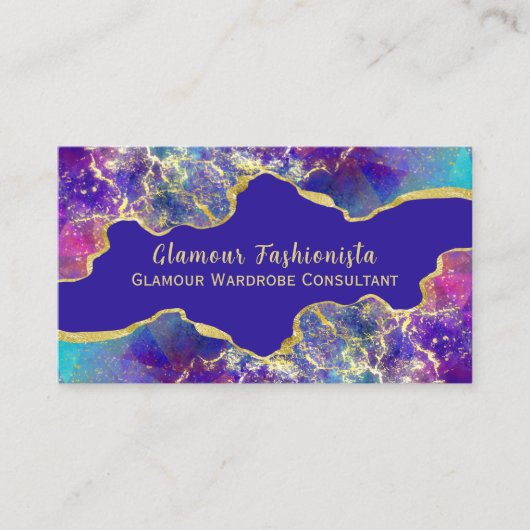 Fire Opals en Gold Glitzy Visitekaartje (Voorkant)