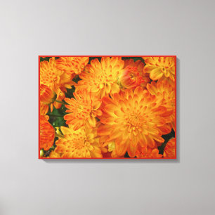 Fire Oranje Chrysanthema Canvas Afdruk