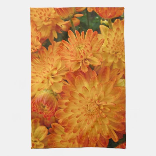 Fire Oranje Chrysanthema Theedoek (Verticaal)