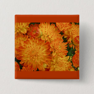 Fire Oranje Chrysanthema Vierkante Button 5,1 Cm