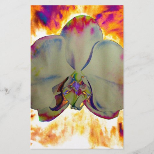 Fire Orchid, abstracte levendige waterverf florale (Voorkant)