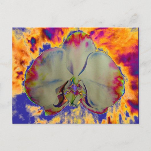 Fire Orchid, abstracte levendige waterverf florale Briefkaart (Voorkant)