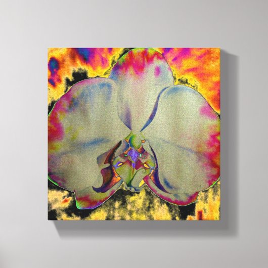 Fire Orchid, abstracte levendige waterverf florale Canvas Afdruk (Voorkant)