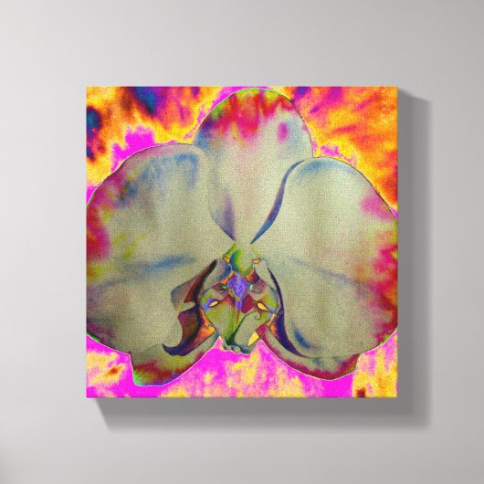 Fire Orchid, abstracte levendige waterverf florale Canvas Afdruk (Voorkant)